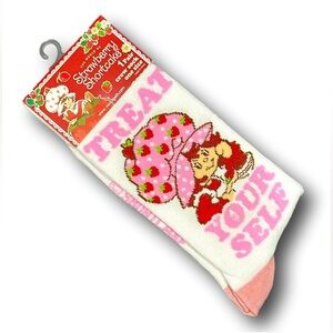 Strawberry 🍓 Shortcake Women's Pink & White Crew Socks 🌈 3 for $20